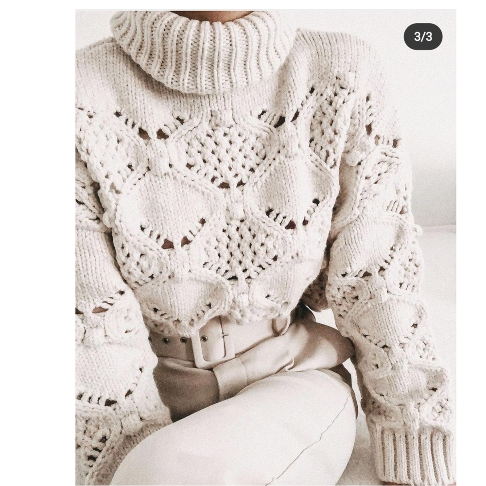 Zara Cable Knit Sweater With Buttons Bloggers Favorite - Picture 8 of 16